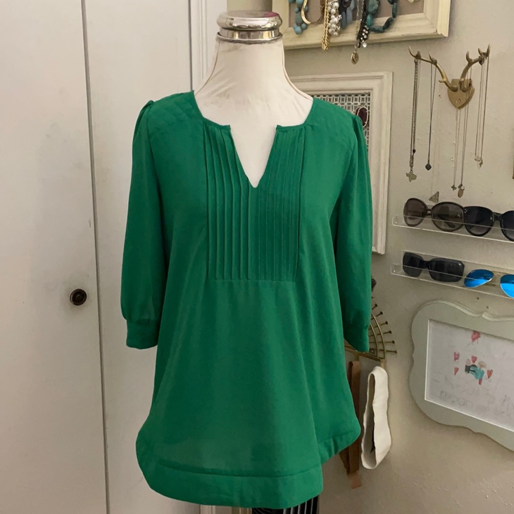 41 Hawthorn Green Chiffon Quilted Blouse